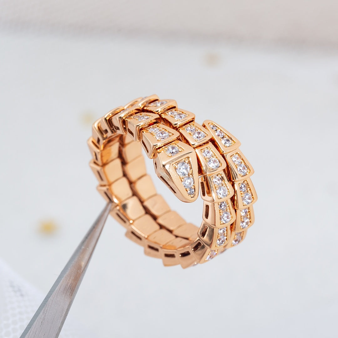 [valéa jewellery]SERPENTI RING PINK GOLD DIAMOND DOUBLE ROW