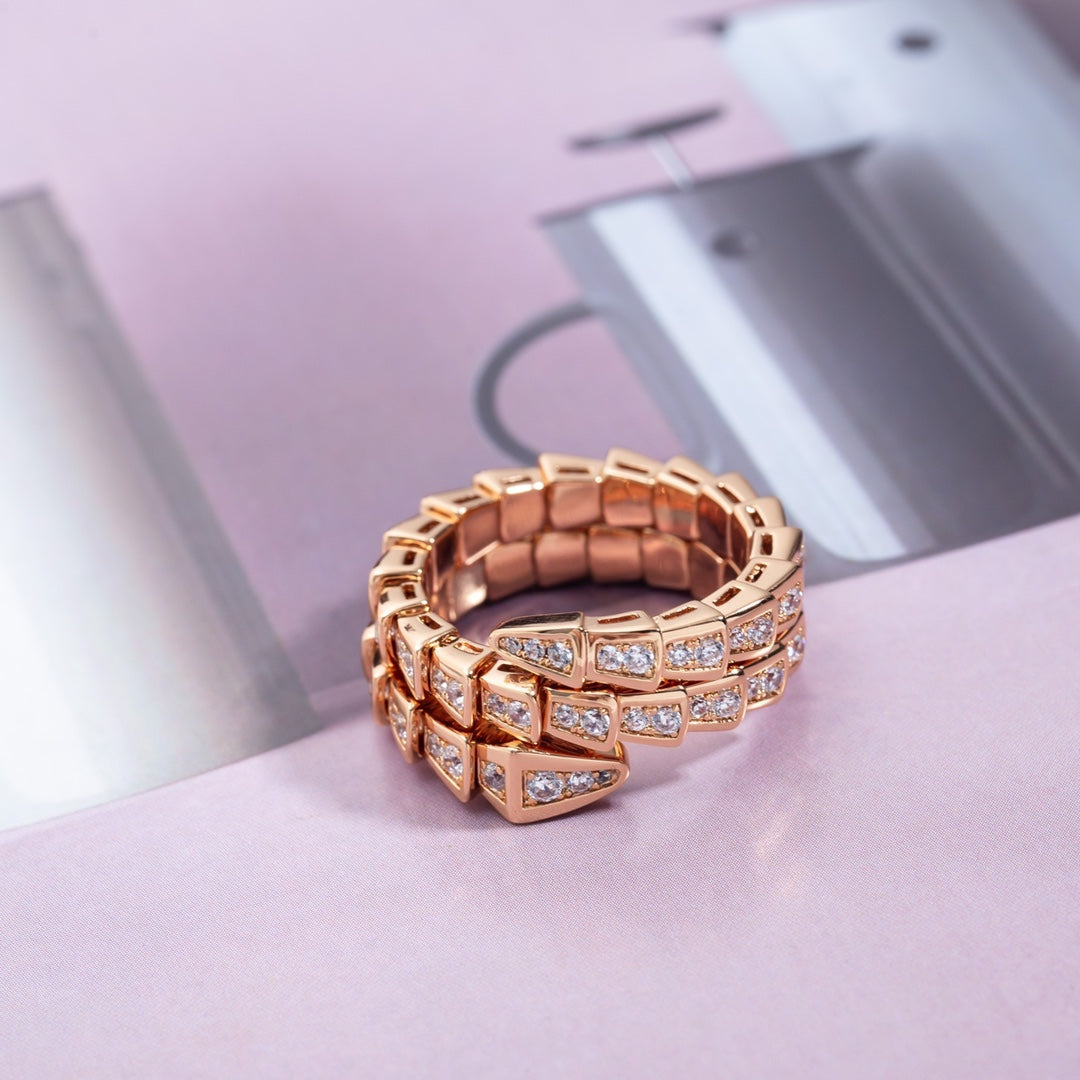 [valéa jewellery]SERPENTI RING PINK GOLD DIAMOND DOUBLE ROW