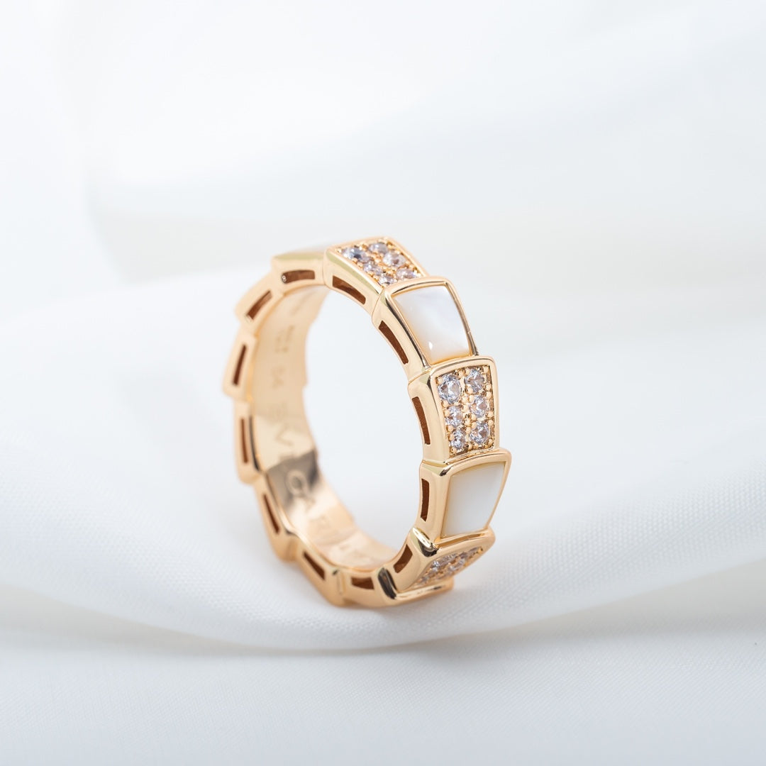 [valéa jewellery]SERPENTI RING PINK GOLD MOP DIAMOND PAVED 4MM