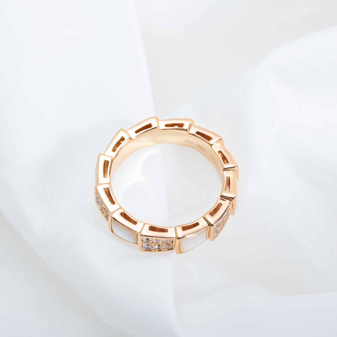 [valéa jewellery]SERPENTI RING PINK GOLD MOP DIAMOND PAVED 4MM