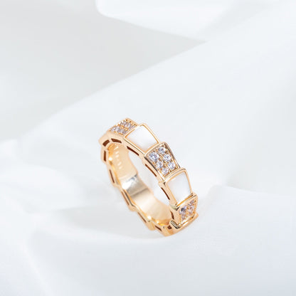 [valéa jewellery]SERPENTI RING PINK GOLD MOP DIAMOND PAVED 4MM