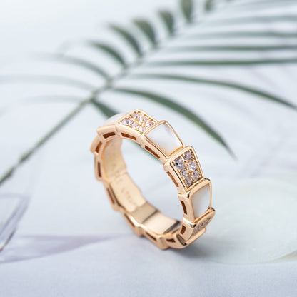 [valéa jewellery]SERPENTI RING PINK GOLD MOP DIAMOND PAVED 4MM