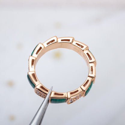 [valéa jewellery]SERPENTI RING PINK GOLD MALACHITE DIAMOND PAVED 4MM