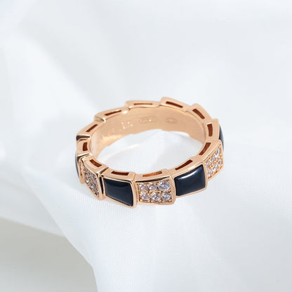 [valéa jewellery]SERPENTI RING PINK GOLD BLACK MOP DIAMOND PAVED 4MM