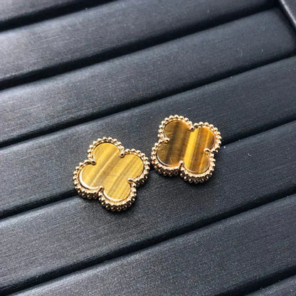 [Valéa jewellery]CLOVER MEDIUM 1 MOTIFS TIGER EYE EARRINGS