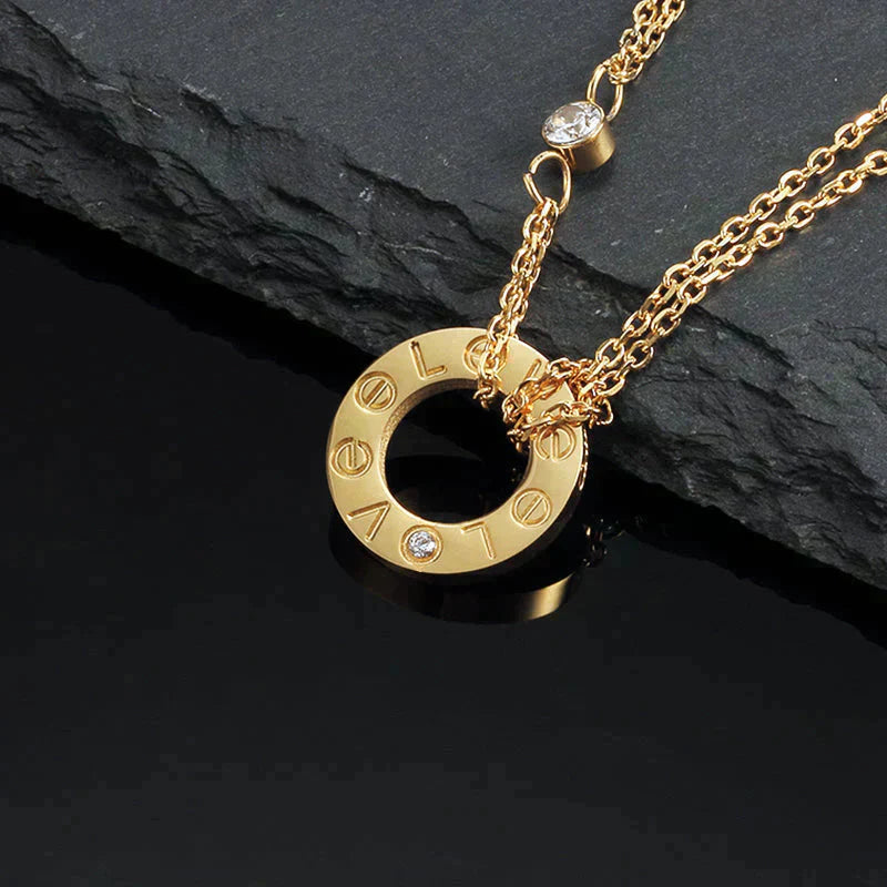 [Valéa jewellery]LOVE NECKLACE 16MM 2 DIAMONDS