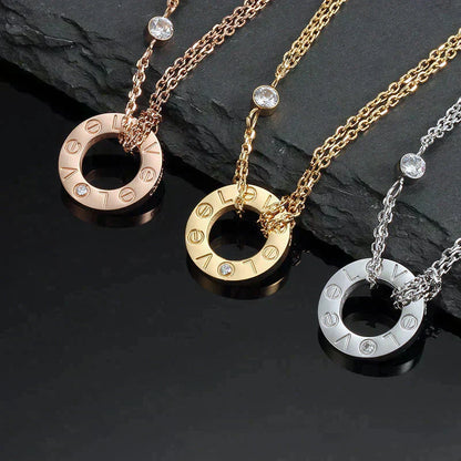 [Valéa jewellery]LOVE NECKLACE 16MM 2 DIAMONDS