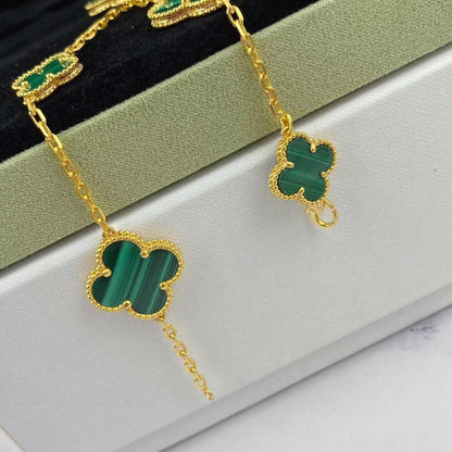 [Valéa jewellery]MAGIC CLOVER MALACHITE GOLD BRACELET 5 MOTIFS