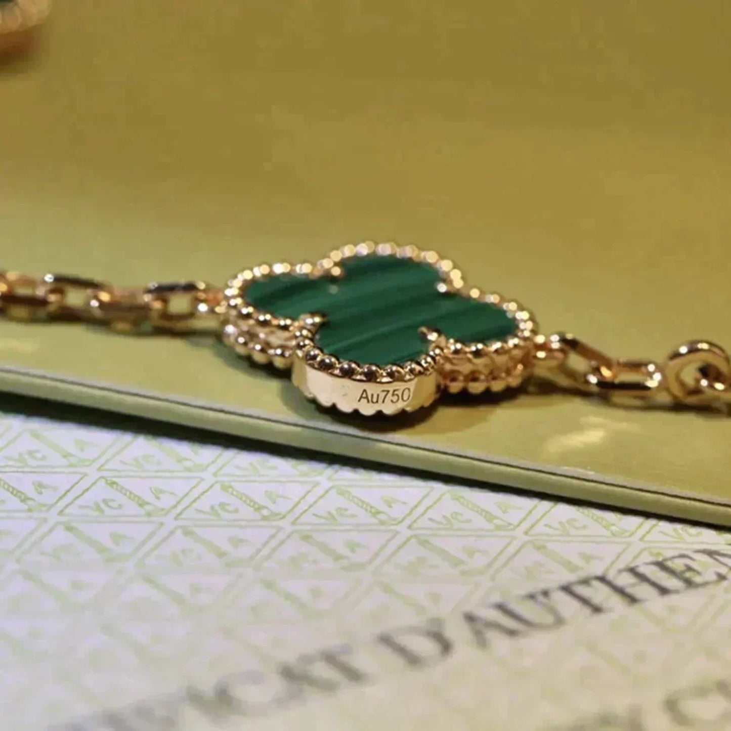 [Valéa jewellery]CLOVER 5 MOTIFS MALACHITE BRACELET