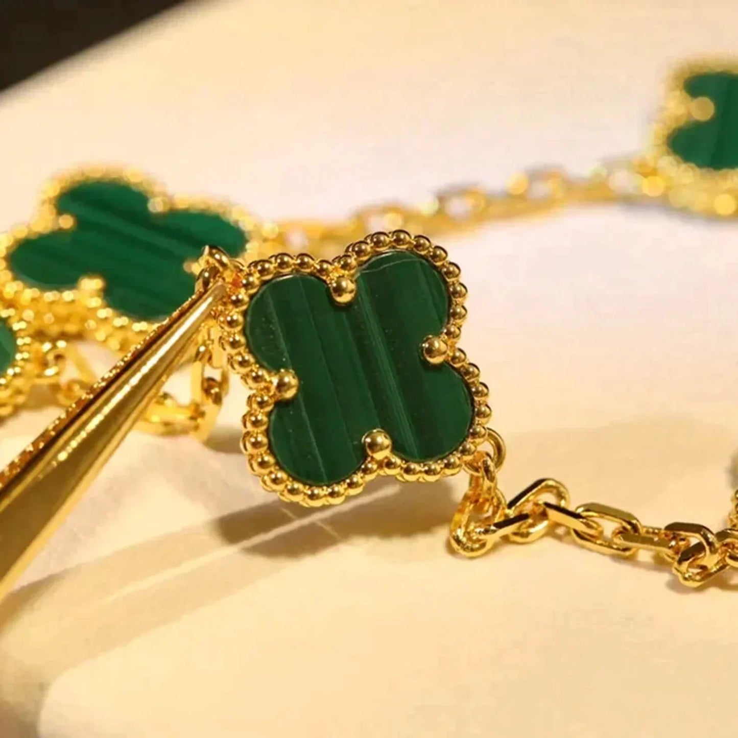 [Valéa jewellery]CLOVER 5 MOTIFS MALACHITE BRACELET