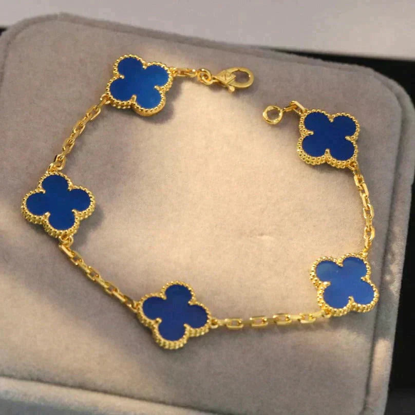 [Valéa jewellery]CLOVER 5 MOTIFS BLUE AGATE BRACELET