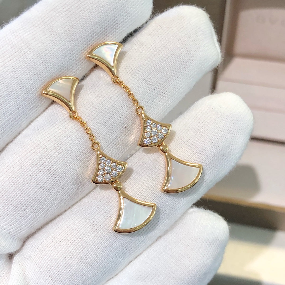 [Valéa jewellery]DREAM EARRINGS 3 MOTIFS DIAMOND MOP PINK GOLD