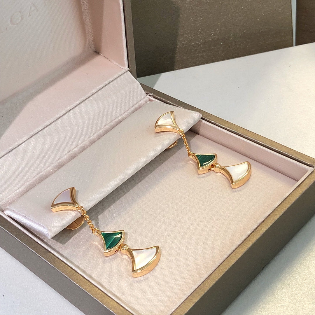 [Valéa jewellery]DREAM EARRINGS 3 MOTIFS MALACHITE MOP PINK GOLD