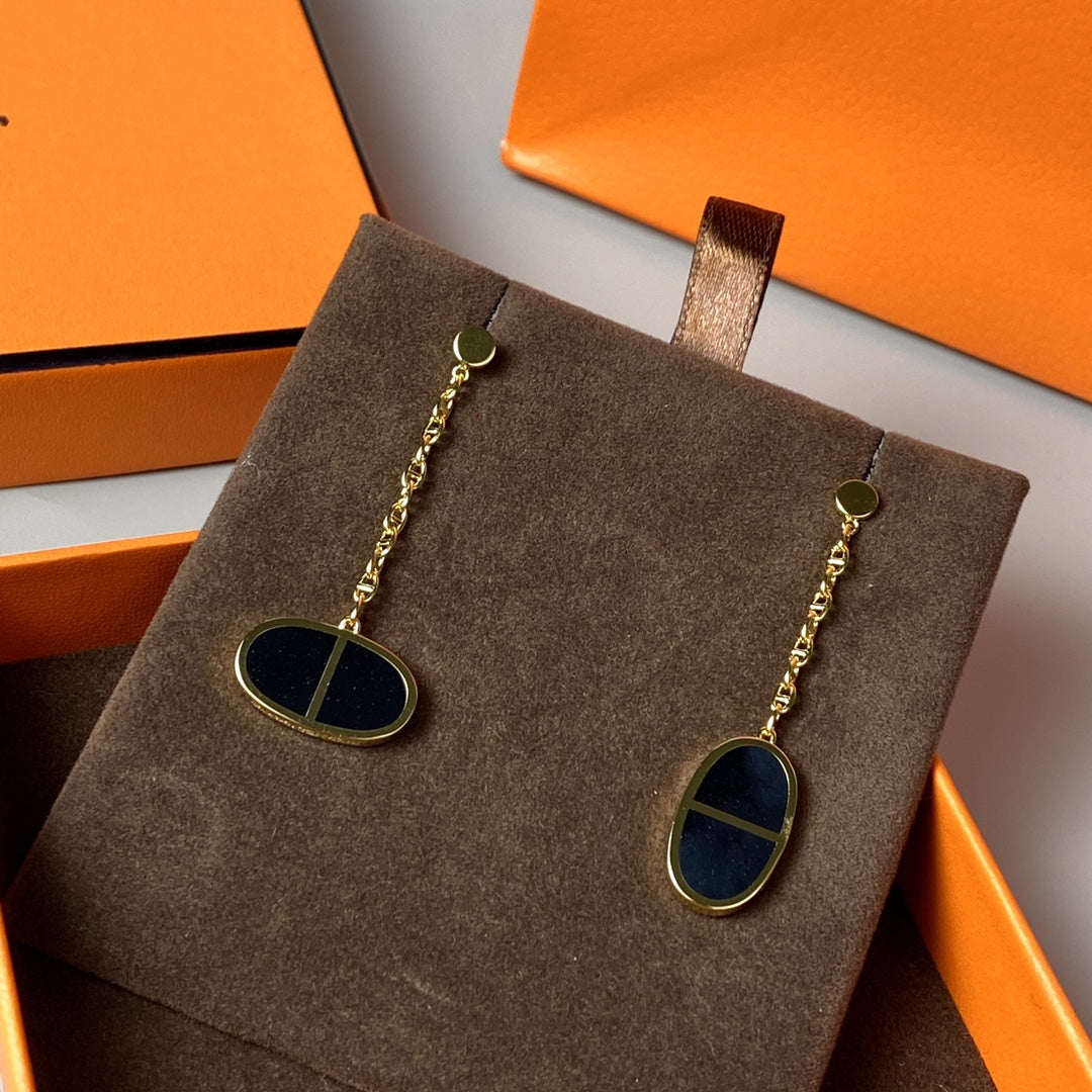 [Valéa jewellery]CHAINE VERSO BLACK CERAMIC EARRINGS