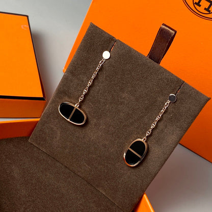 [Valéa jewellery]CHAINE VERSO BLACK CERAMIC EARRINGS