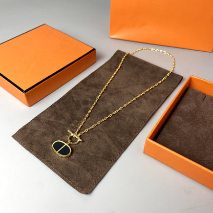 [Valéa jewellery]CHAINE VERSO BLACK CERAMIC NECKLACE