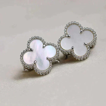 [Valéa jewellery]CLOVER MEDIUM 1 MOTIFS  WHITE MOP EARRINGS SILVER