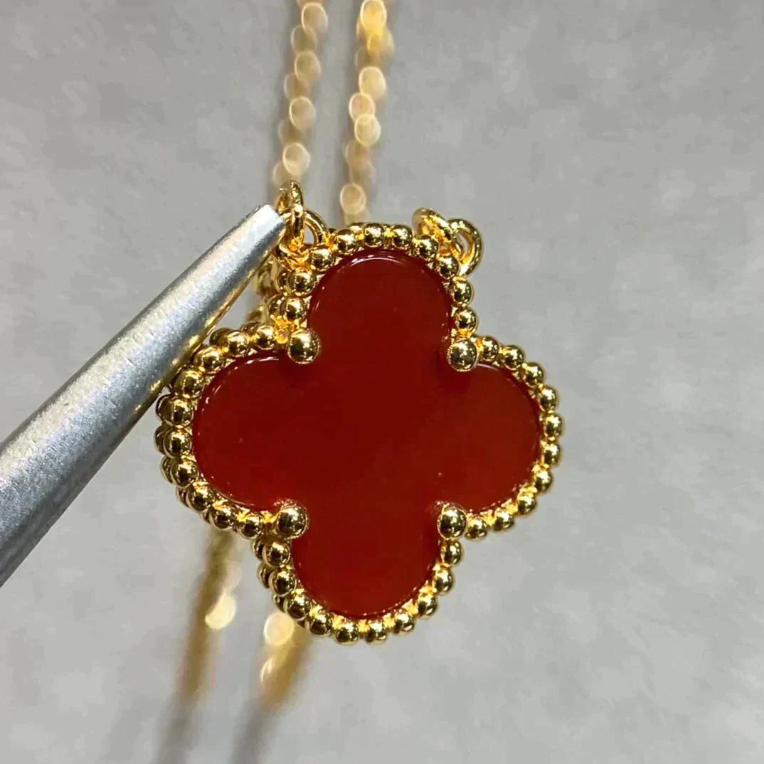 [Valéa jewellery]CLOVER 15MM CARNELIAN SINGLE FLOWER NECKLACE