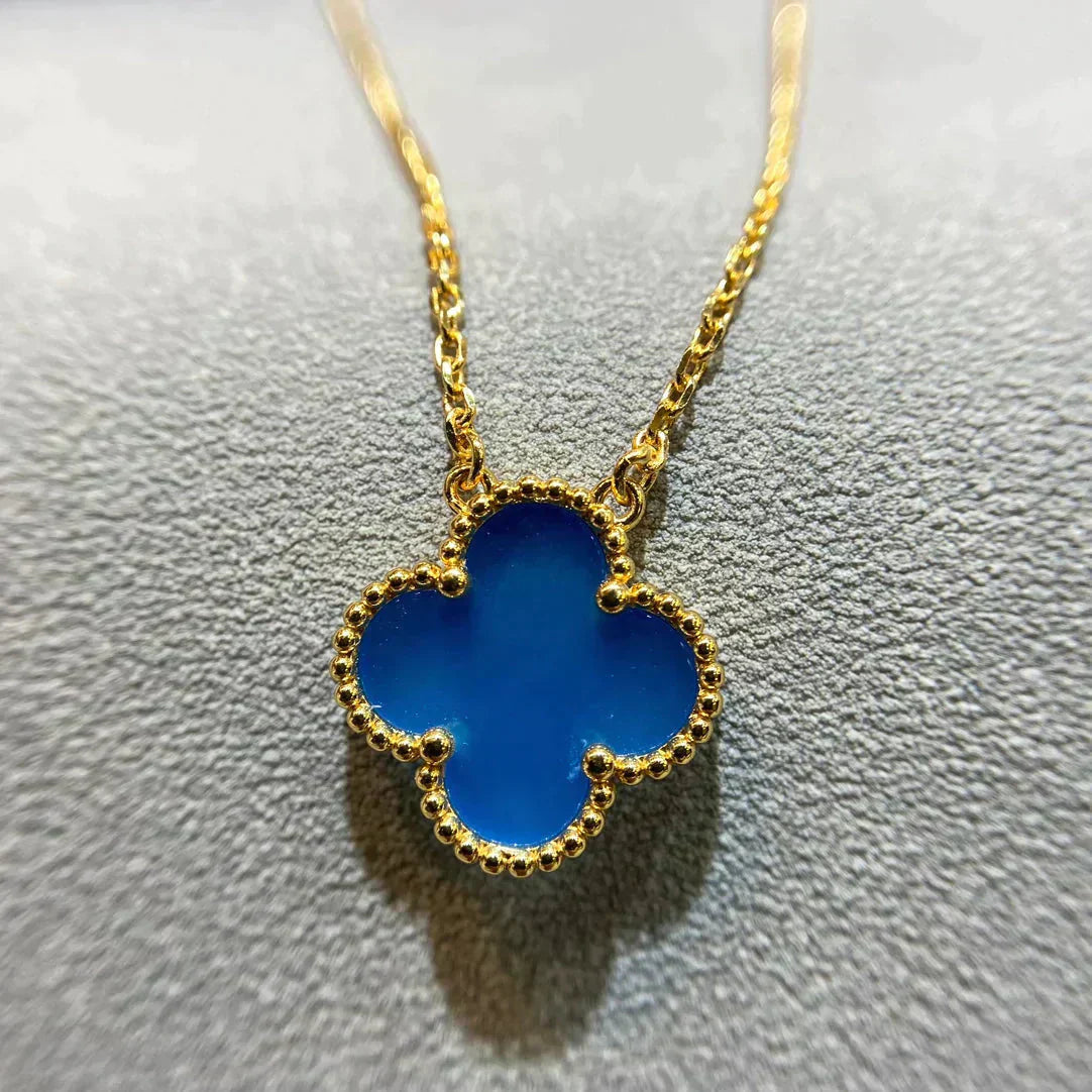 [Valéa jewellery]CLOVER 15MM BLUE AGATE NECKLACE