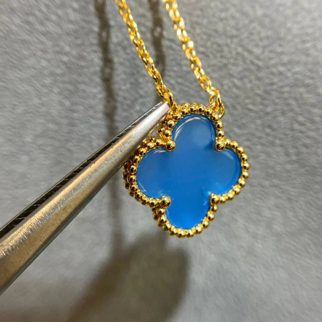 [Valéa jewellery]CLOVER 15MM BLUE AGATE NECKLACE