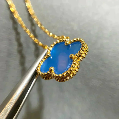 [Valéa jewellery]CLOVER 15MM BLUE AGATE NECKLACE