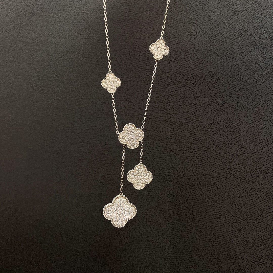 [Valéa jewellery]CLOVER 5 MOTIFS SILVER DIAMONDS NECKLACE