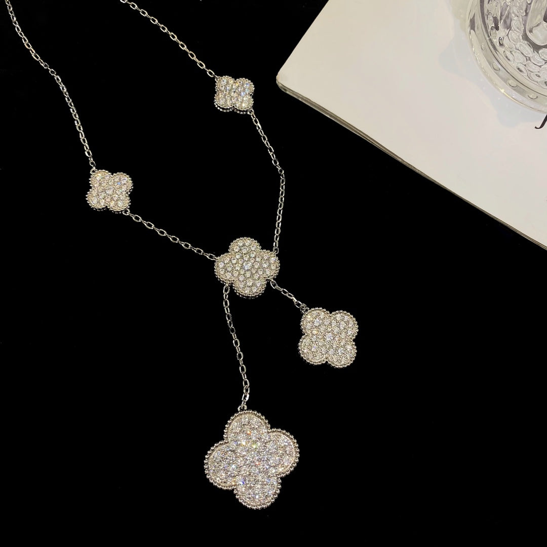 [Valéa jewellery]CLOVER 5 MOTIFS SILVER DIAMONDS NECKLACE