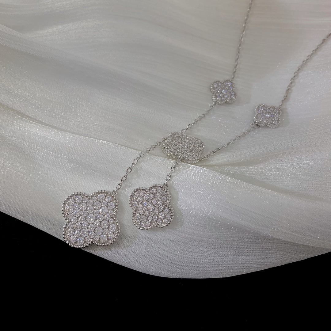 [Valéa jewellery]CLOVER 5 MOTIFS SILVER DIAMONDS NECKLACE