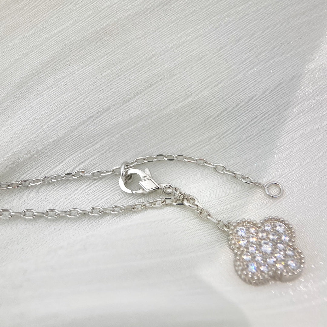 [Valéa jewellery]CLOVER 5 MOTIFS SILVER DIAMONDS NECKLACE