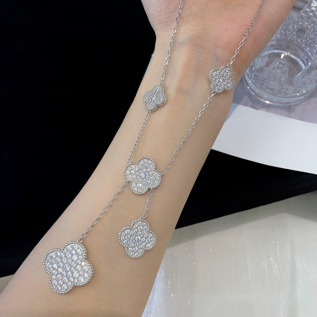 [Valéa jewellery]CLOVER 5 MOTIFS SILVER DIAMONDS NECKLACE