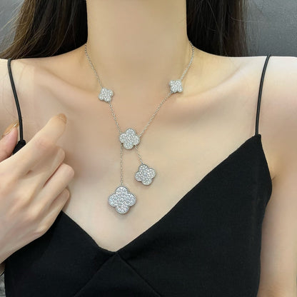 [Valéa jewellery]CLOVER 5 MOTIFS SILVER DIAMONDS NECKLACE