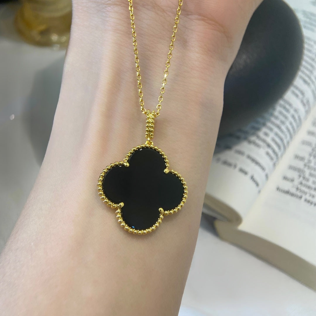 [Valéa jewellery]CLOVER 25MM NECKLACE GOLD ONYX