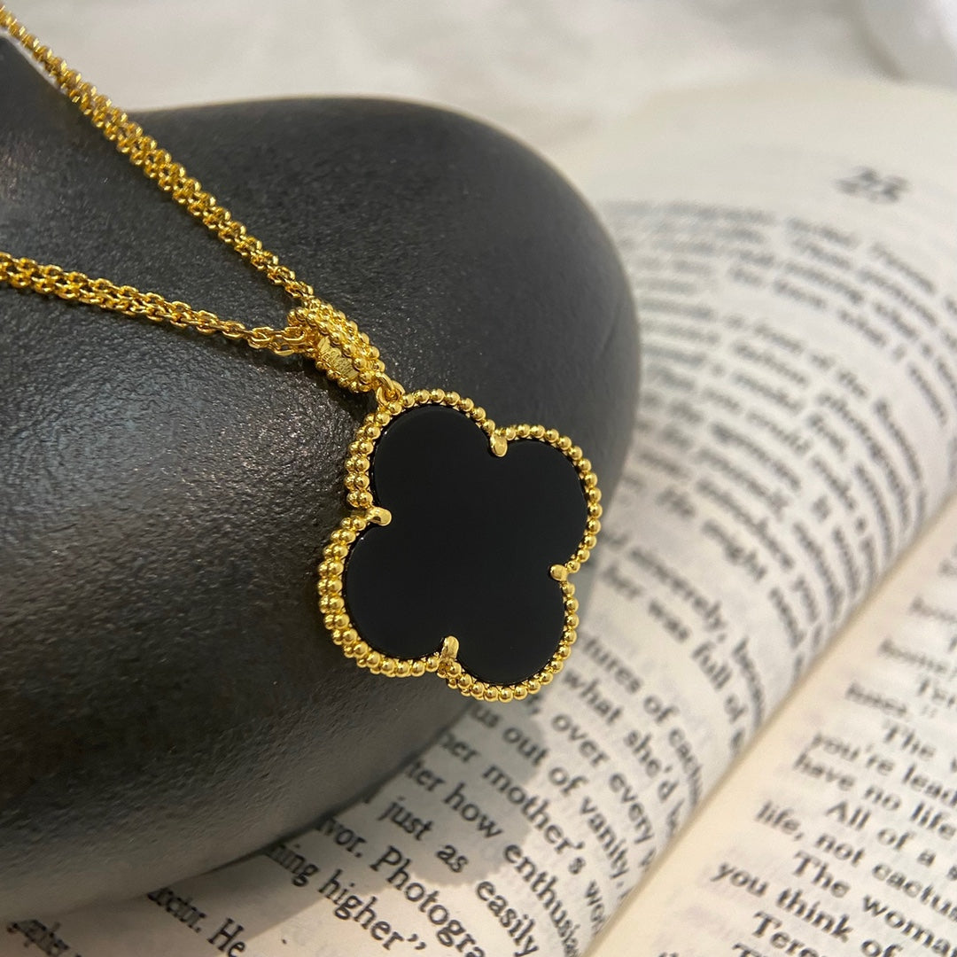 [Valéa jewellery]CLOVER 25MM NECKLACE GOLD ONYX