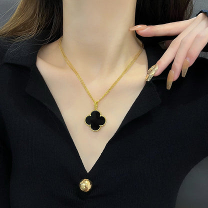 [Valéa jewellery]CLOVER 25MM NECKLACE GOLD ONYX