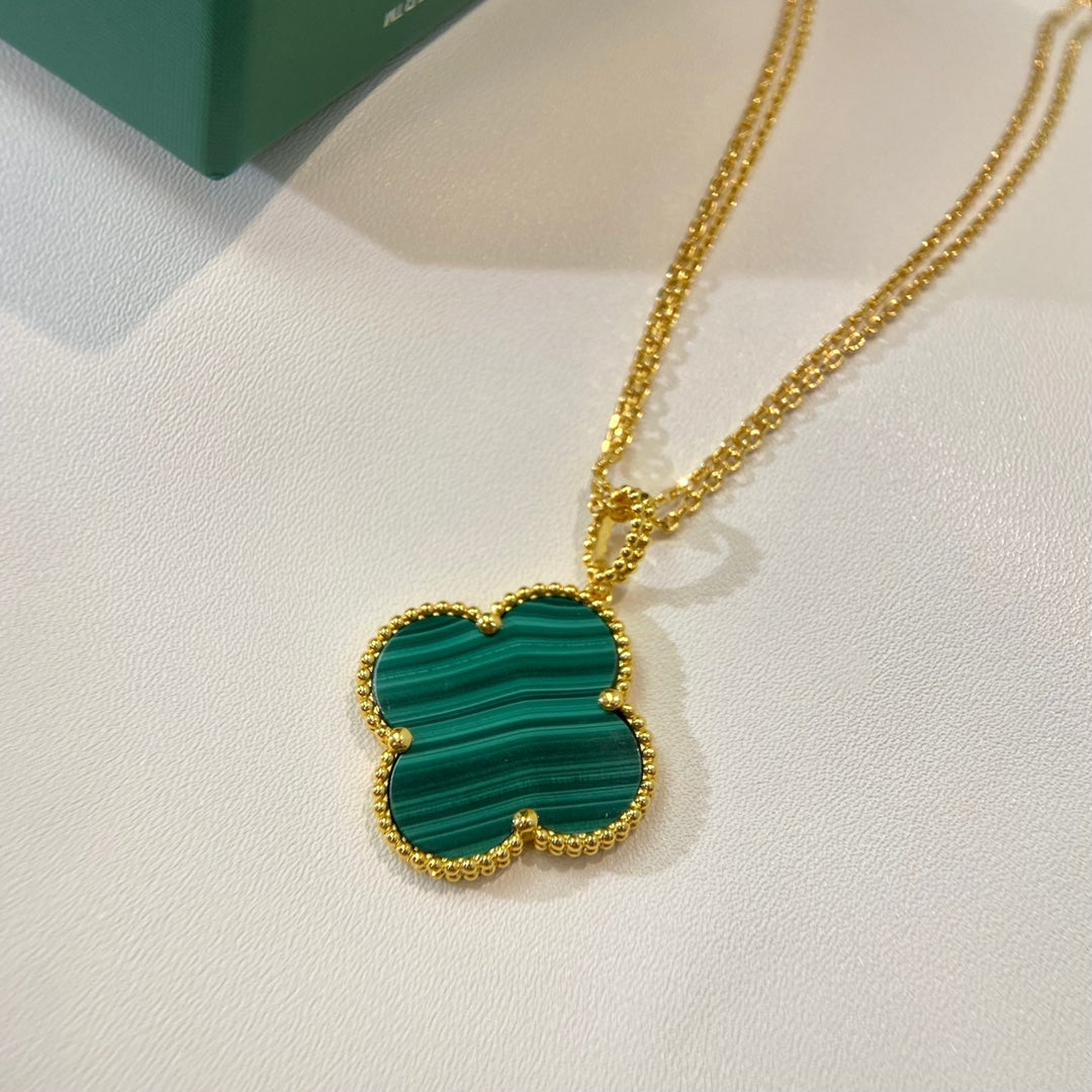 [Valéa jewellery]CLOVER 25MM MALACHITE GOLD NECKLACE