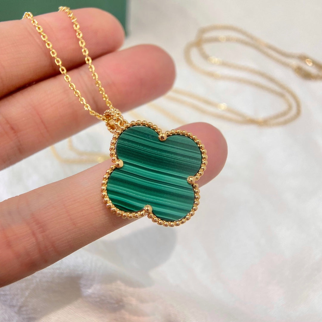 [Valéa jewellery]CLOVER 25MM MALACHITE GOLD NECKLACE