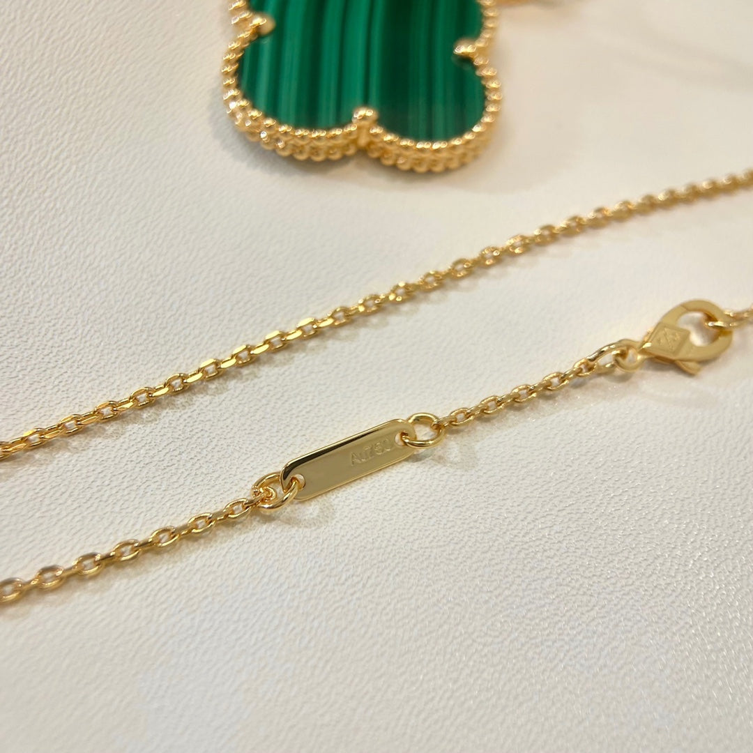 [Valéa jewellery]CLOVER 25MM MALACHITE GOLD NECKLACE