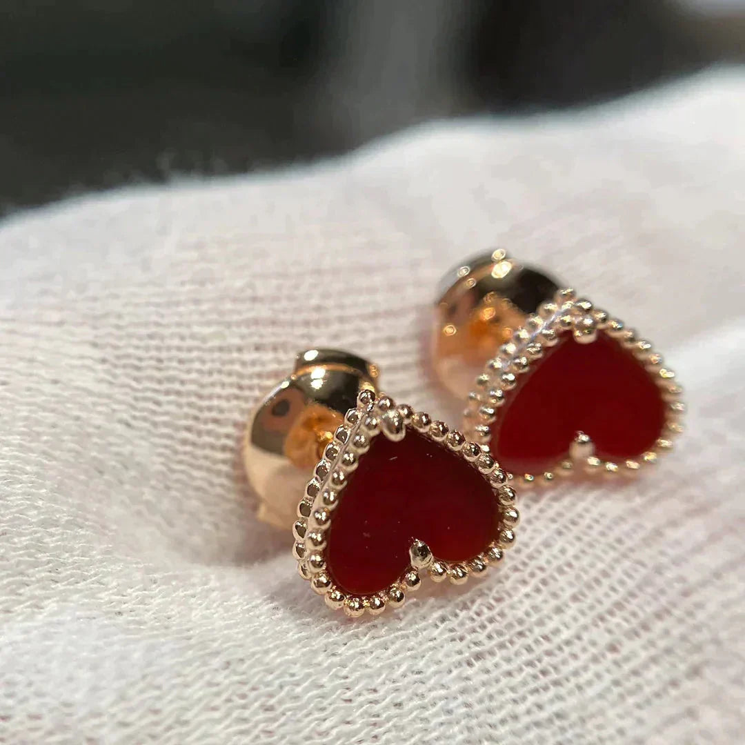 [Valéa jewellery]HEART CARNELIAN STUD EARRINGS