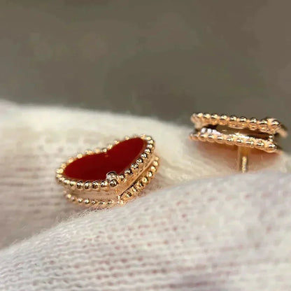 [Valéa jewellery]HEART CARNELIAN STUD EARRINGS