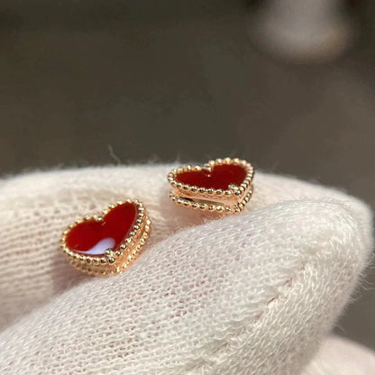 [Valéa jewellery]HEART CARNELIAN STUD EARRINGS