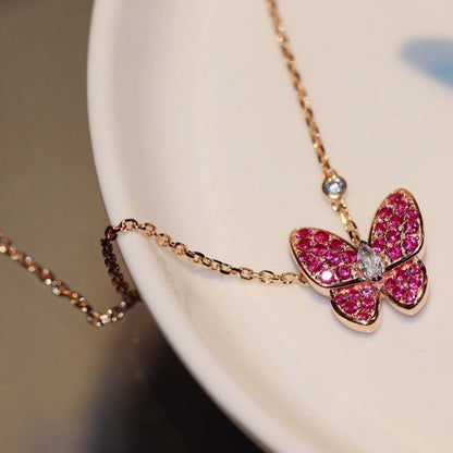 [Valéa jewellery]BUTTERFLY RED DIAMOND ROSE GOLD NECKLACE