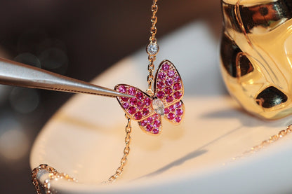 [Valéa jewellery]BUTTERFLY RED DIAMOND ROSE GOLD NECKLACE