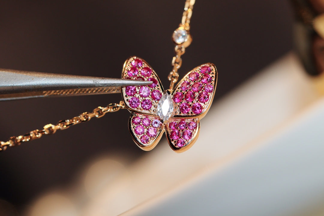 [Valéa jewellery]BUTTERFLY RED DIAMOND ROSE GOLD NECKLACE