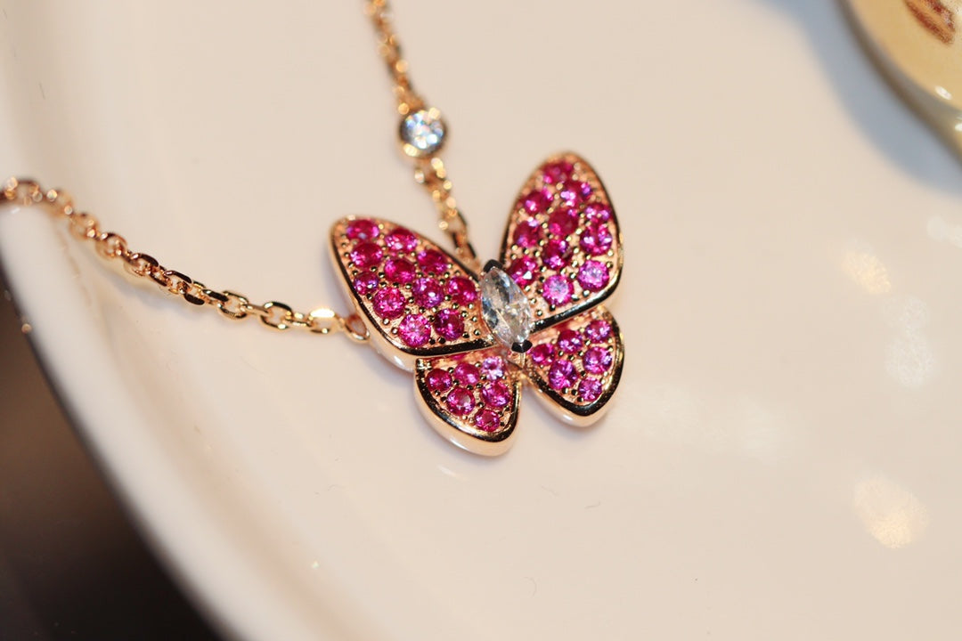 [Valéa jewellery]BUTTERFLY RED DIAMOND ROSE GOLD NECKLACE