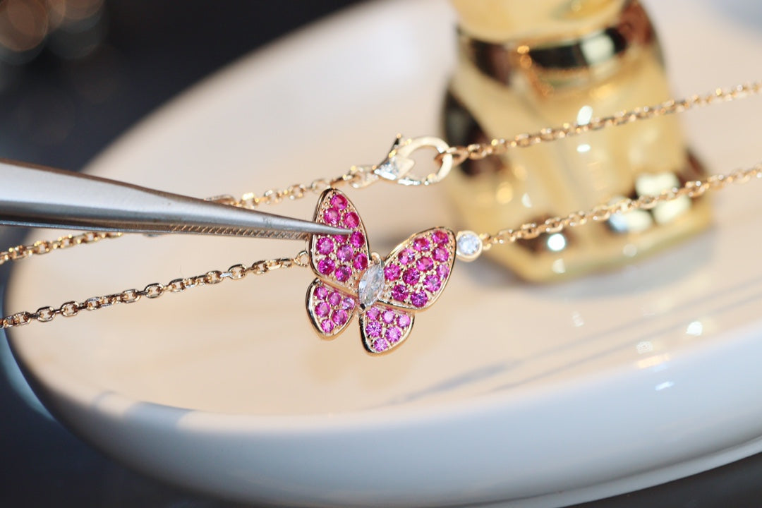 [Valéa jewellery]BUTTERFLY RED DIAMOND ROSE GOLD NECKLACE