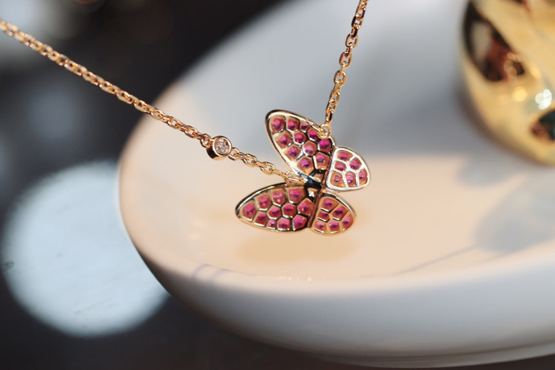 [Valéa jewellery]BUTTERFLY RED DIAMOND ROSE GOLD NECKLACE