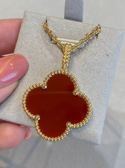 [Valéa jewellery]CLOVER 25MM NECKLACE GOLD CARNELIAN