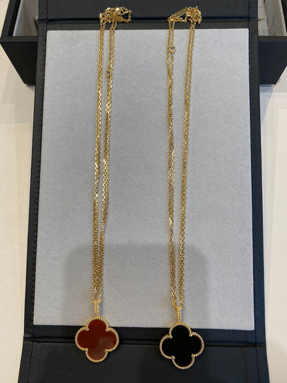 [Valéa jewellery]CLOVER 25MM NECKLACE GOLD CARNELIAN