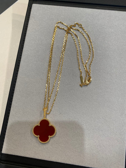 [Valéa jewellery]CLOVER 25MM NECKLACE GOLD CARNELIAN