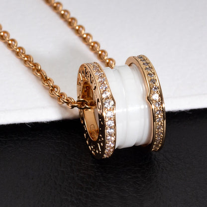 [valéa jewellery]ZERO 1 WHITE CERAMIC PINK GOLD DIAMOND NECKLACE